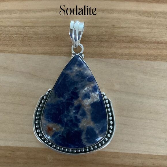 Artisan Jewelry - Solid 925 Sterling Silver Sodalite Pendant